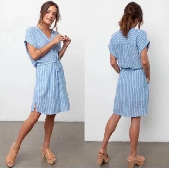 Rails Emma Mini Dress in St. Germain Stripe Blue Small - Picture 1 of 8